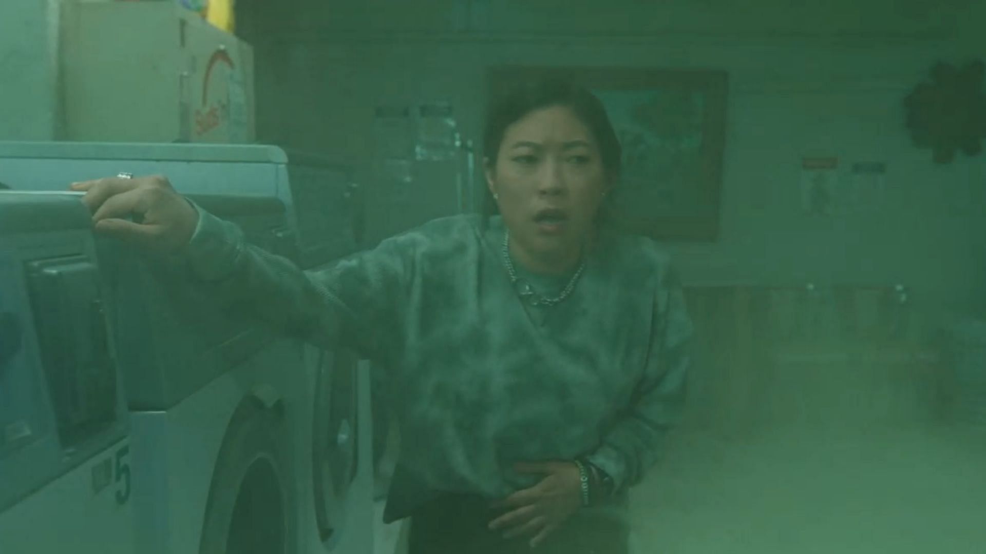 Maggie is surrounded by toxic fumes (Image via Peacock)